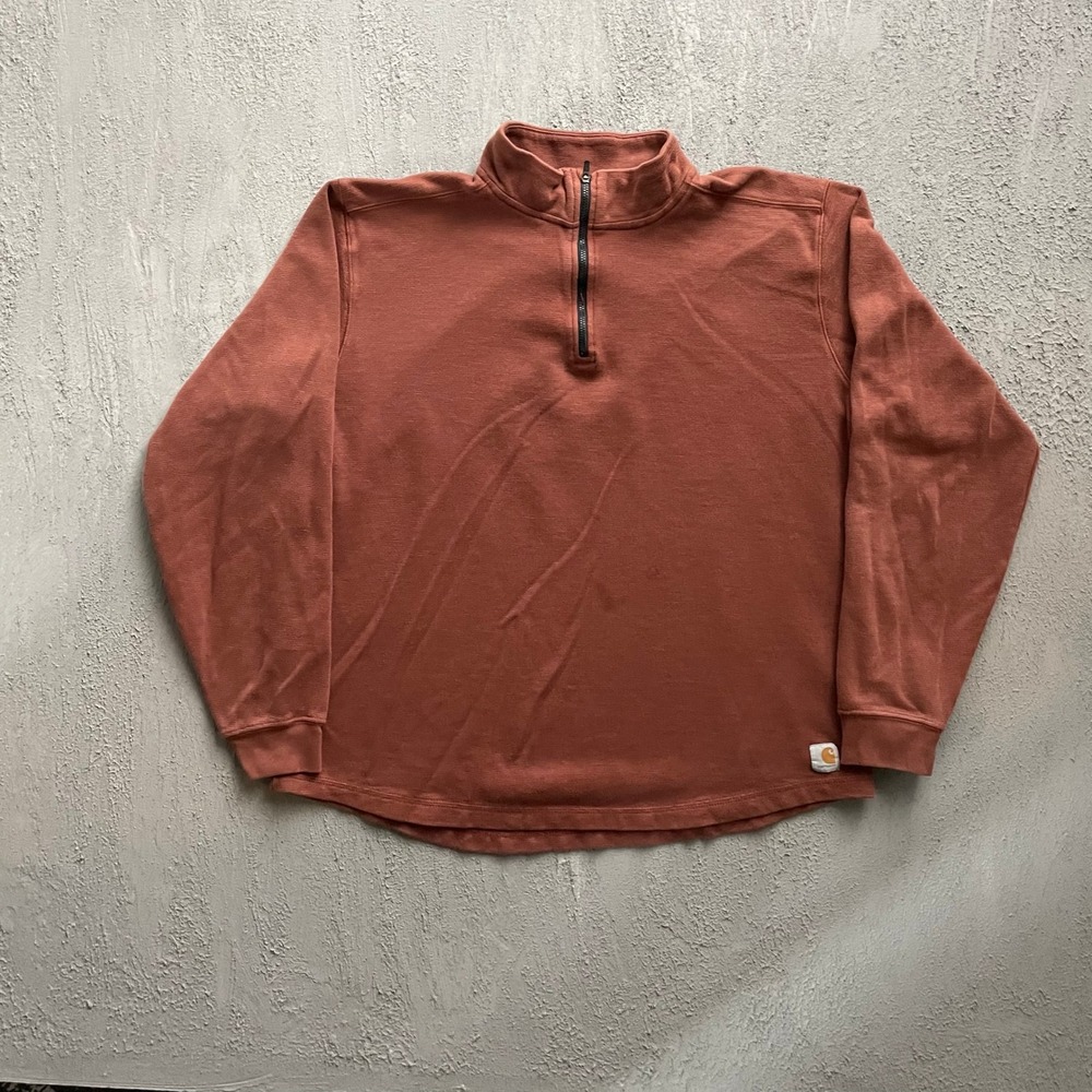 Carhartt Relaxed Fit Quarter Zip Pullover Mens XL Brown